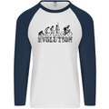 Evolution of Cycling Cyclist Bicycle Funny Mens L/S Baseball T-Shirt White/Navy Blue