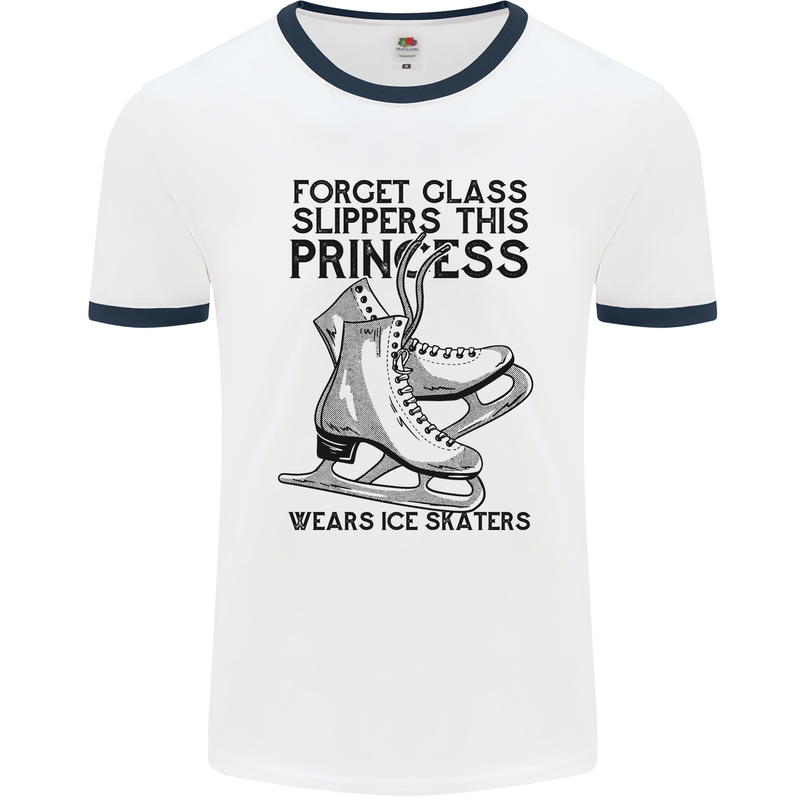 This Princess Wears Ice Skates Skater Funny Mens Ringer T-Shirt White/Navy Blue