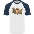 American Animals USA Eagle Buffalo Fish Wolf Mens S/S Baseball T-Shirt White/Navy Blue