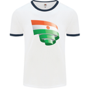 Curled Niger Flag Nigerien Day Football Mens Ringer T-Shirt White/Navy Blue