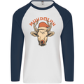 Muhdolf Funny Rudolf Christmas Cow Mens L/S Baseball T-Shirt White/Navy Blue