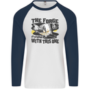 Blacksmith the Forge is Strong With This One Mens L/S Baseball T-Shirt White/Navy Blue