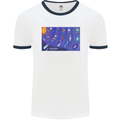 Galaxy Infographic Space Technology Planets Mens Ringer T-Shirt White/Navy Blue