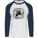 Masters of the Sea Vikings Valhalla Sailing Sailor Mens L/S Baseball T-Shirt White/Navy Blue