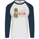 Doodles Girls Best Friend Goldendoodle Dog Mens L/S Baseball T-Shirt White/Navy Blue