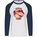 Dinosaur Expert Mens L/S Baseball T-Shirt White/Navy Blue