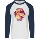Dinosaur Expert Mens L/S Baseball T-Shirt White/Navy Blue