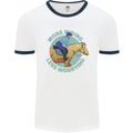 More Horse Riding Less Worrying Equestrian Mens Ringer T-Shirt White/Navy Blue