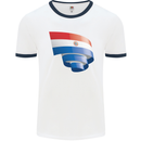 Curled Paraguay Flag Paraguayan Day Football Mens Ringer T-Shirt White/Navy Blue