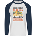 Funny Alcohol Caravanning Caravan Beer Mens L/S Baseball T-Shirt White/Navy Blue