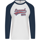 Legend Since 44th Birthday 1979 Mens L/S Baseball T-Shirt White/Navy Blue