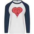 Heart Boxing Gloves Boxer MMA Muay Thai Mens L/S Baseball T-Shirt White/Navy Blue