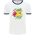 Torn Sao Tome and Principe Flag Day Football Mens Ringer T-Shirt White/Navy Blue