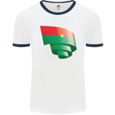 Curled Burkina Faso Flag Day Football Mens Ringer T-Shirt White/Navy Blue