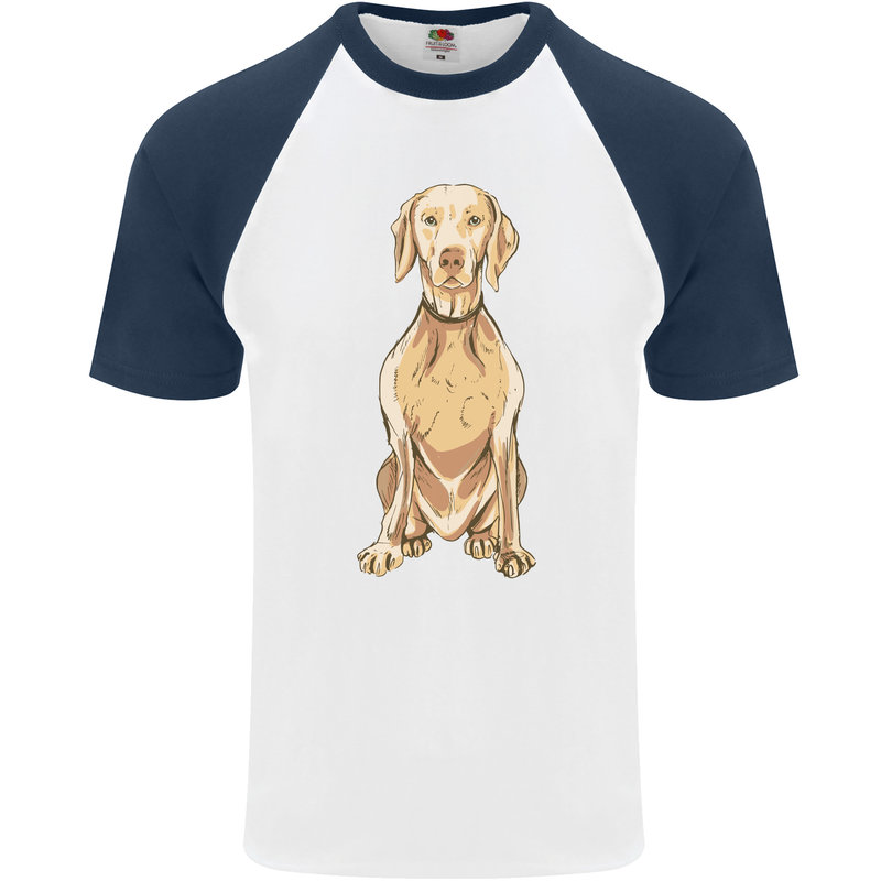 A Hungarian Vizsla Posing Dog Mens S/S Baseball T-Shirt White/Navy Blue