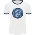 Pitbull Dog Portrait Mens Ringer T-Shirt White/Navy Blue