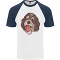 Bernedoodle Dog Mens S/S Baseball T-Shirt White/Navy Blue