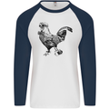 Rooster Camera Photography Photographer Mens L/S Baseball T-Shirt White/Navy Blue