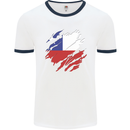 Torn Chile Flag Chilean Day Football Mens Ringer T-Shirt White/Navy Blue