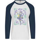 Mardi Gras Queen Mens L/S Baseball T-Shirt White/Navy Blue