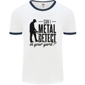 Can I Metal Detect Funny Detector Detecting Mens Ringer T-Shirt White/Navy Blue