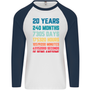 20th Birthday 20 Year Old Mens L/S Baseball T-Shirt White/Navy Blue