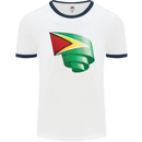 Curled Guyana Flag Guyanese Day Football Mens Ringer T-Shirt White/Navy Blue