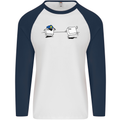 Ctrl Esc Funny Keyboard Police Gaming Gamer Mens L/S Baseball T-Shirt White/Navy Blue