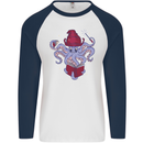 An Octopus Wizard Magic Magician Mens L/S Baseball T-Shirt White/Navy Blue