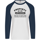 Property of My Awesome Girlfriend Funny Mens L/S Baseball T-Shirt White/Navy Blue