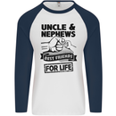 Uncle & Nephews Best Friends Day Funny Mens L/S Baseball T-Shirt White/Navy Blue