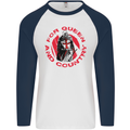 St Georges Day For Queen & Country England Mens L/S Baseball T-Shirt White/Navy Blue