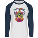 Psytrance Psychedelic Trance Music Psy Mens L/S Baseball T-Shirt White/Navy Blue