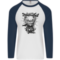 Vampires Transilvania Social Club Halloween Mens L/S Baseball T-Shirt White/Navy Blue