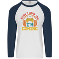 I Can't Hear You I'm Gaming Funny Gaming Mens L/S Baseball T-Shirt White/Navy Blue