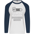 Christian Pioneer Mode Funny Christianity Mens L/S Baseball T-Shirt White/Navy Blue