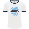 Torn Botswana Flag Batswana Day Football Mens Ringer T-Shirt White/Navy Blue