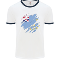 Torn Tuvalu Flag Tuvaluan Day Football Mens Ringer T-Shirt White/Navy Blue