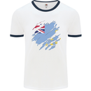 Torn Tuvalu Flag Tuvaluan Day Football Mens Ringer T-Shirt White/Navy Blue