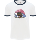 A Dachshund in Bed Dog Mens Ringer T-Shirt White/Navy Blue