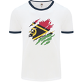 Torn Vanuatu Flag Day Football Mens Ringer T-Shirt White/Navy Blue