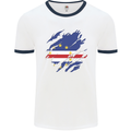 Torn Cape Verde Flag Verdean Day Football Mens Ringer T-Shirt White/Navy Blue