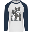 A Pair of Bulldogs Mens L/S Baseball T-Shirt White/Navy Blue