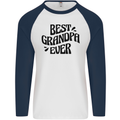 Grandparents Day Best Grandpa Ever Mens L/S Baseball T-Shirt White/Navy Blue