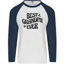 Grandparents Day Best Grandpa Ever Mens L/S Baseball T-Shirt White/Navy Blue