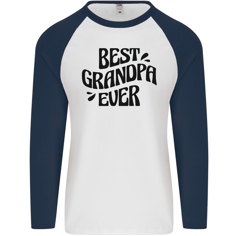 Grandparents Day Best Grandpa Ever Mens L/S Baseball T-Shirt White/Navy Blue