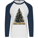 Jingle Your Star Sign Funny Christmas Xmas Mens L/S Baseball T-Shirt White/Navy Blue