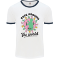 Rave Around the World Dance Music Acid Raver Mens Ringer T-Shirt White/Navy Blue