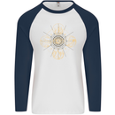 Celestial Elements Astrology Star Sign Mens L/S Baseball T-Shirt White/Navy Blue