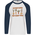 Vegan Living Life on the Veg Vegetarian Mens L/S Baseball T-Shirt White/Navy Blue